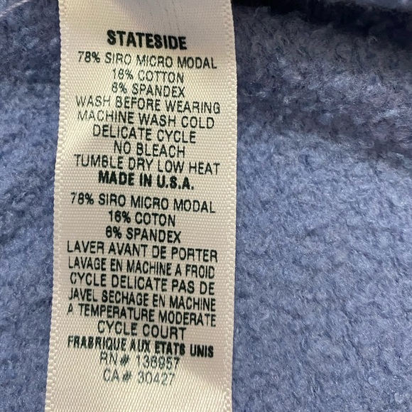 Stateside Softest Fleece Raglan Side Slit Sweatshirt in Club Blue Size XS - Picture 10 of 11